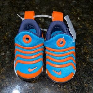 Nike Toddler Slip-On Sneakers in Bright Blue and Orange